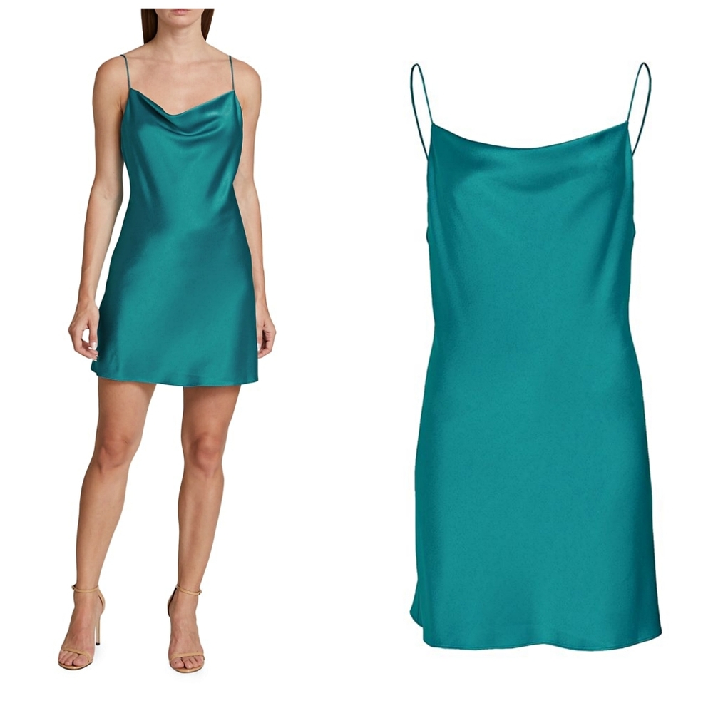 Alice + Olivia Harmony Draped Satin Slip Minidress